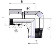 Adapter 90° BSP/BSPT M/F 60° 1/4''