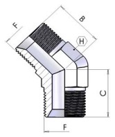 Adapter 45° M/M 60° BSP 3/8''