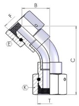 Adapter 45° F/F 60° BSP 3/8''